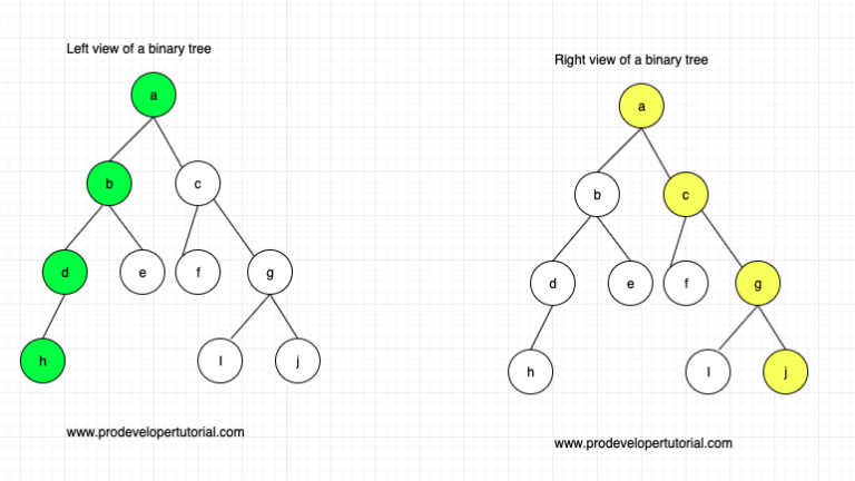 Left view and right view of a Binary Tree - ProDeveloperTutorial.com