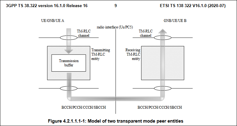 5G NR RLC TM PDU and data transfer procedure 
